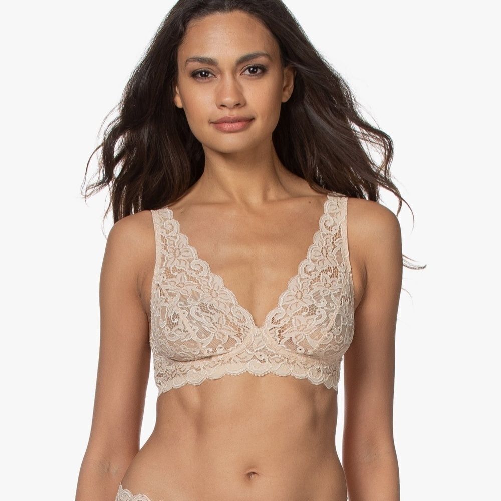 Hanro Luxury Moments Dune All Lace Soft Cup Bra Sz‎ 75C/34C
